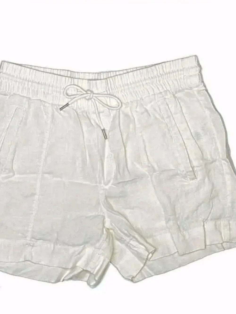 ATHLETA White Drawstring 100% Linen Women's Shorts 4 Pocket Size Small